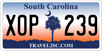 SC license plate XOP239