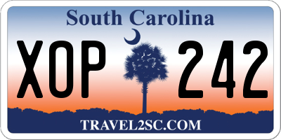 SC license plate XOP242