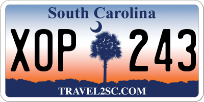 SC license plate XOP243