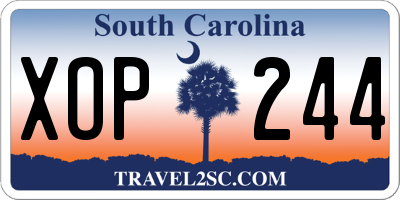 SC license plate XOP244