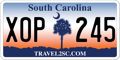 SC license plate XOP245