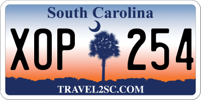 SC license plate XOP254