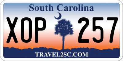 SC license plate XOP257
