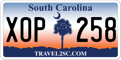 SC license plate XOP258