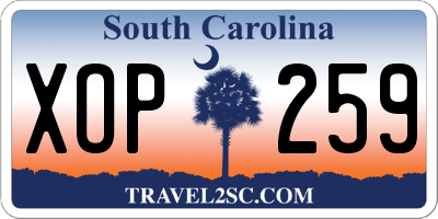 SC license plate XOP259