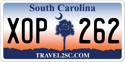 SC license plate XOP262
