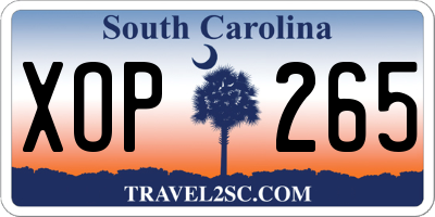 SC license plate XOP265
