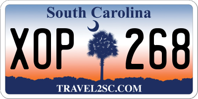 SC license plate XOP268
