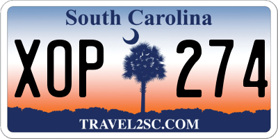 SC license plate XOP274