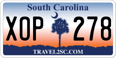 SC license plate XOP278