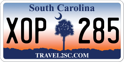 SC license plate XOP285