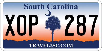 SC license plate XOP287