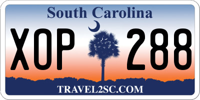 SC license plate XOP288