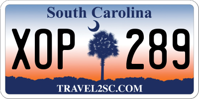 SC license plate XOP289
