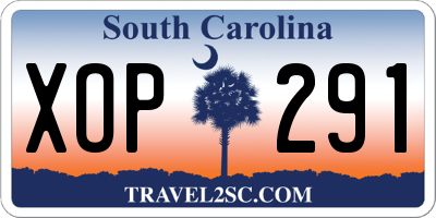 SC license plate XOP291
