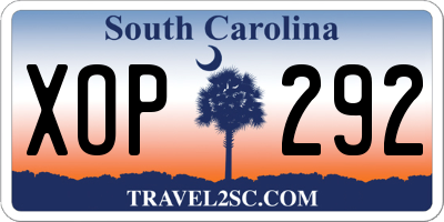 SC license plate XOP292