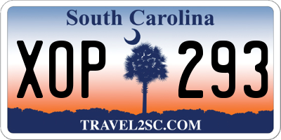 SC license plate XOP293