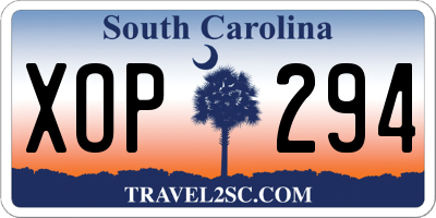 SC license plate XOP294