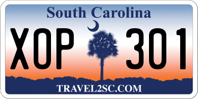 SC license plate XOP301