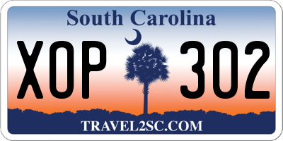 SC license plate XOP302