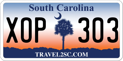 SC license plate XOP303