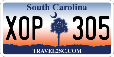 SC license plate XOP305