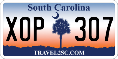 SC license plate XOP307