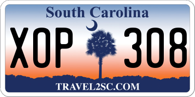 SC license plate XOP308