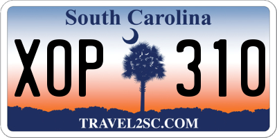 SC license plate XOP310