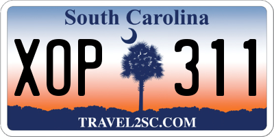 SC license plate XOP311