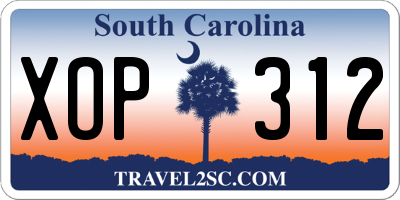 SC license plate XOP312