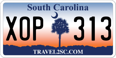 SC license plate XOP313