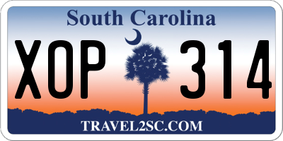 SC license plate XOP314