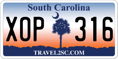 SC license plate XOP316
