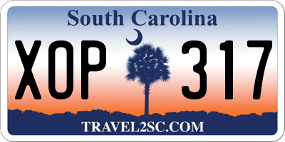 SC license plate XOP317