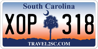 SC license plate XOP318