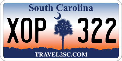 SC license plate XOP322