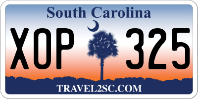 SC license plate XOP325