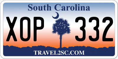 SC license plate XOP332