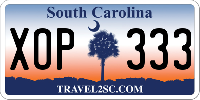 SC license plate XOP333