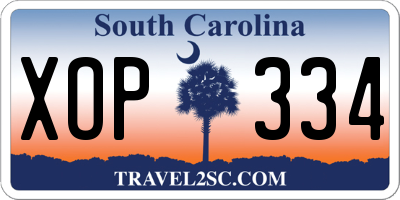 SC license plate XOP334