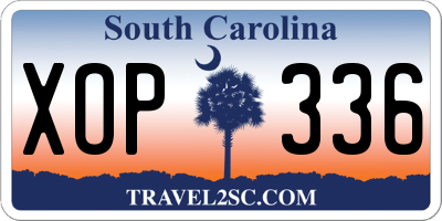 SC license plate XOP336