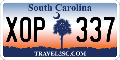 SC license plate XOP337