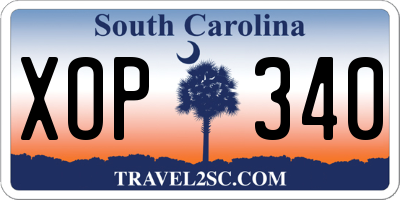 SC license plate XOP340