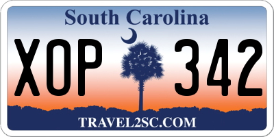 SC license plate XOP342