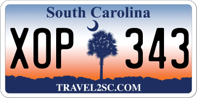 SC license plate XOP343