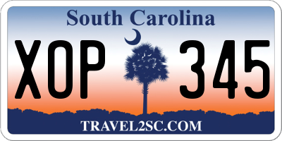 SC license plate XOP345