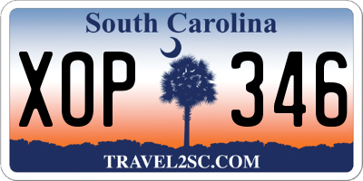 SC license plate XOP346
