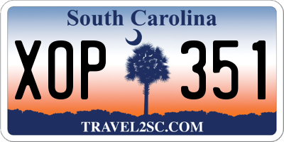 SC license plate XOP351