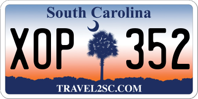 SC license plate XOP352